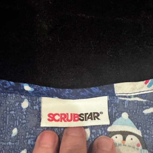Scrubstar Snowman, Penguin and Snow Scene Winter Holiday Scrub Top. 2XL. - Picture 7 of 7
